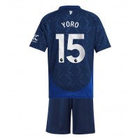 Camisa de Futebol Manchester United Leny Yoro #15 Equipamento Secundário Infantil 2024-25 Manga Curta (+ Calças curtas)